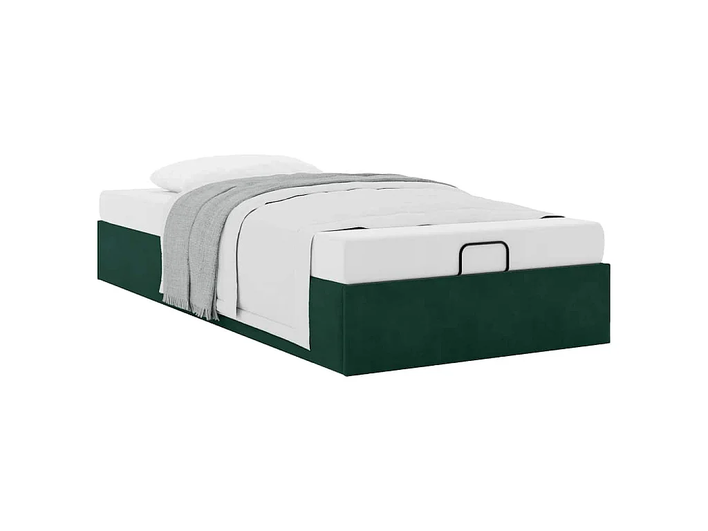 Estructura de cama otomana sin colchón terciopelo azul oscuro
