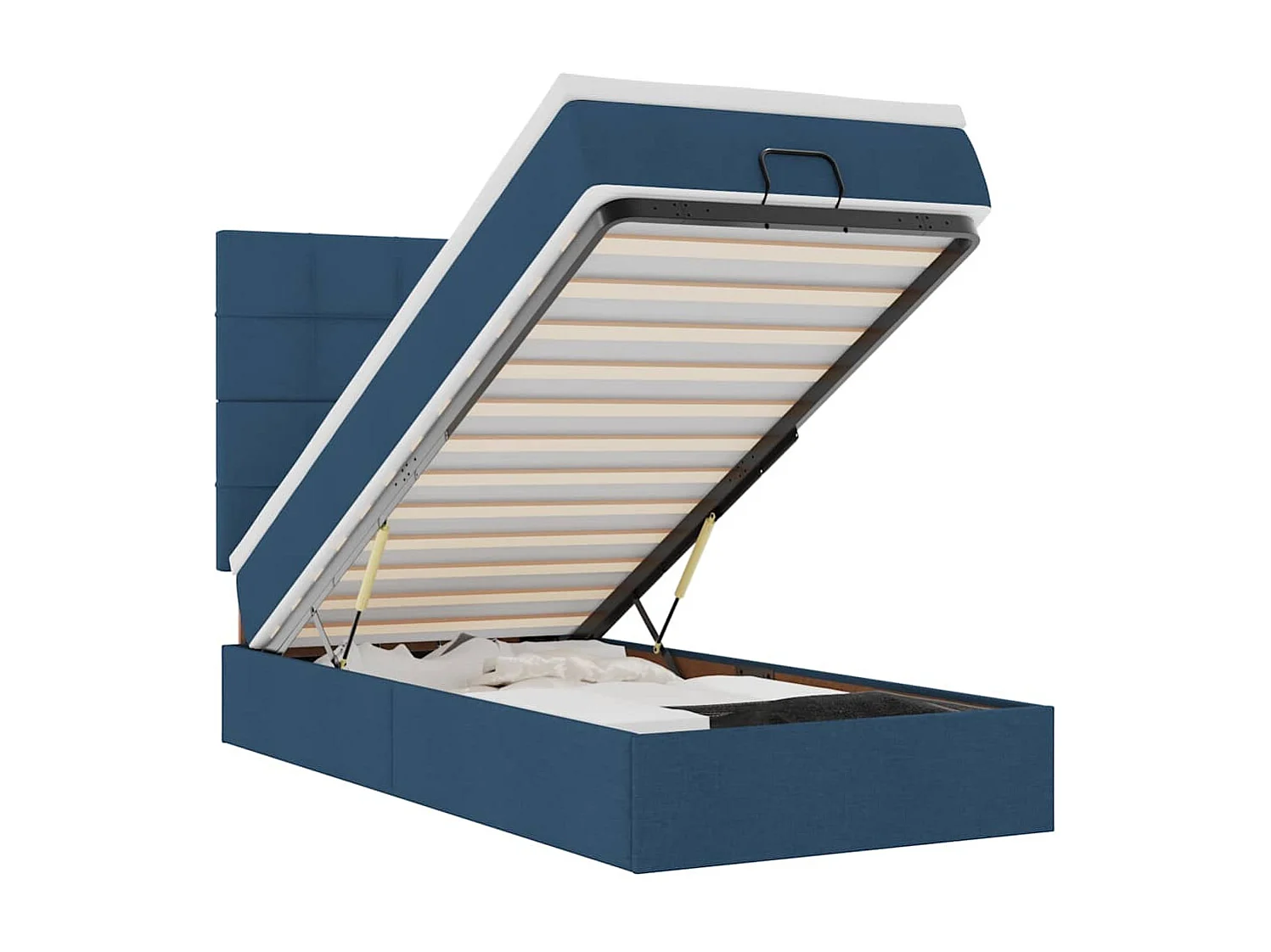 Ottomane Bett mit Matratze & LEDs Blau 90x200 cm Stoff