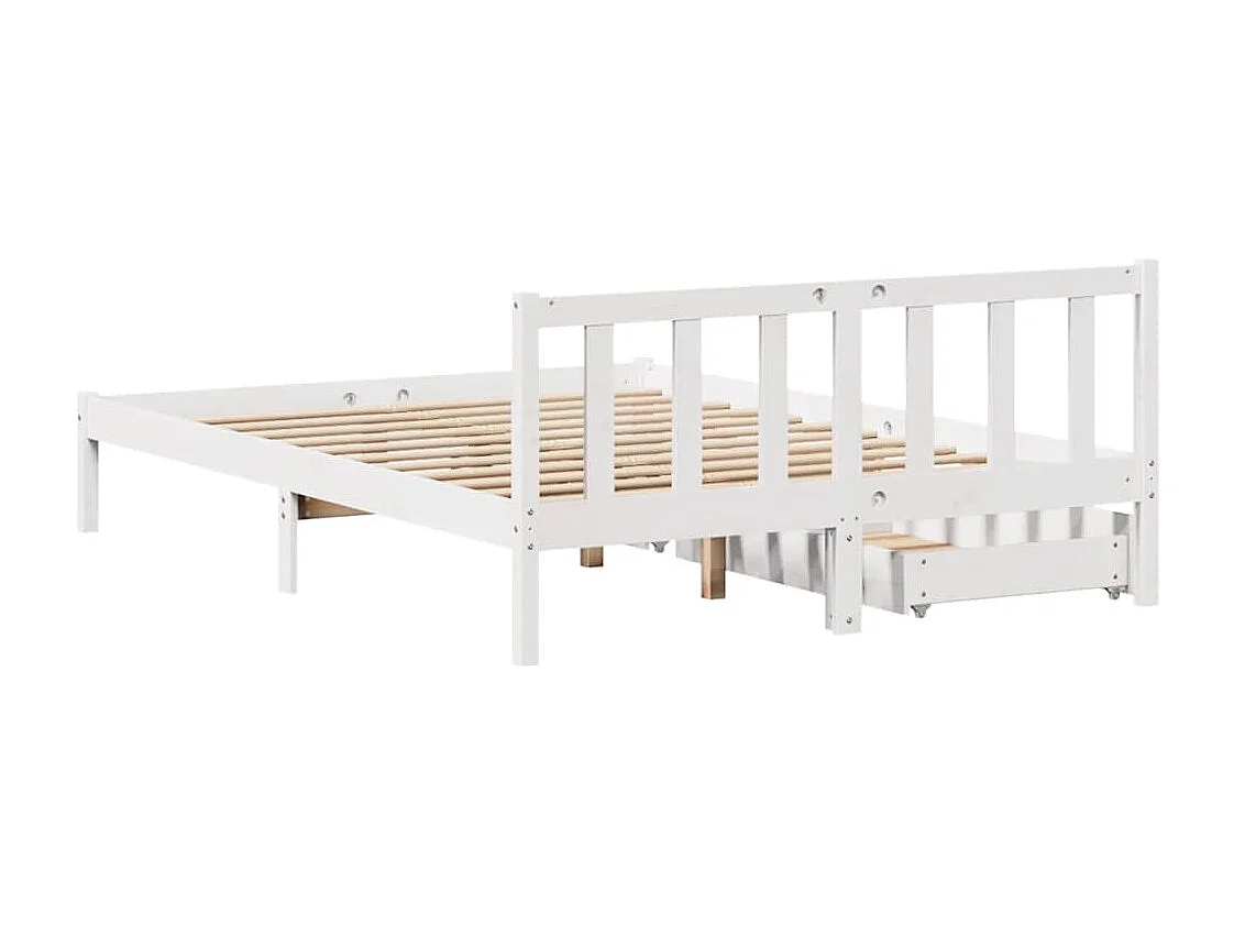 Letto senza Materasso Bianco 140x190 cm Legno Massello di Pino