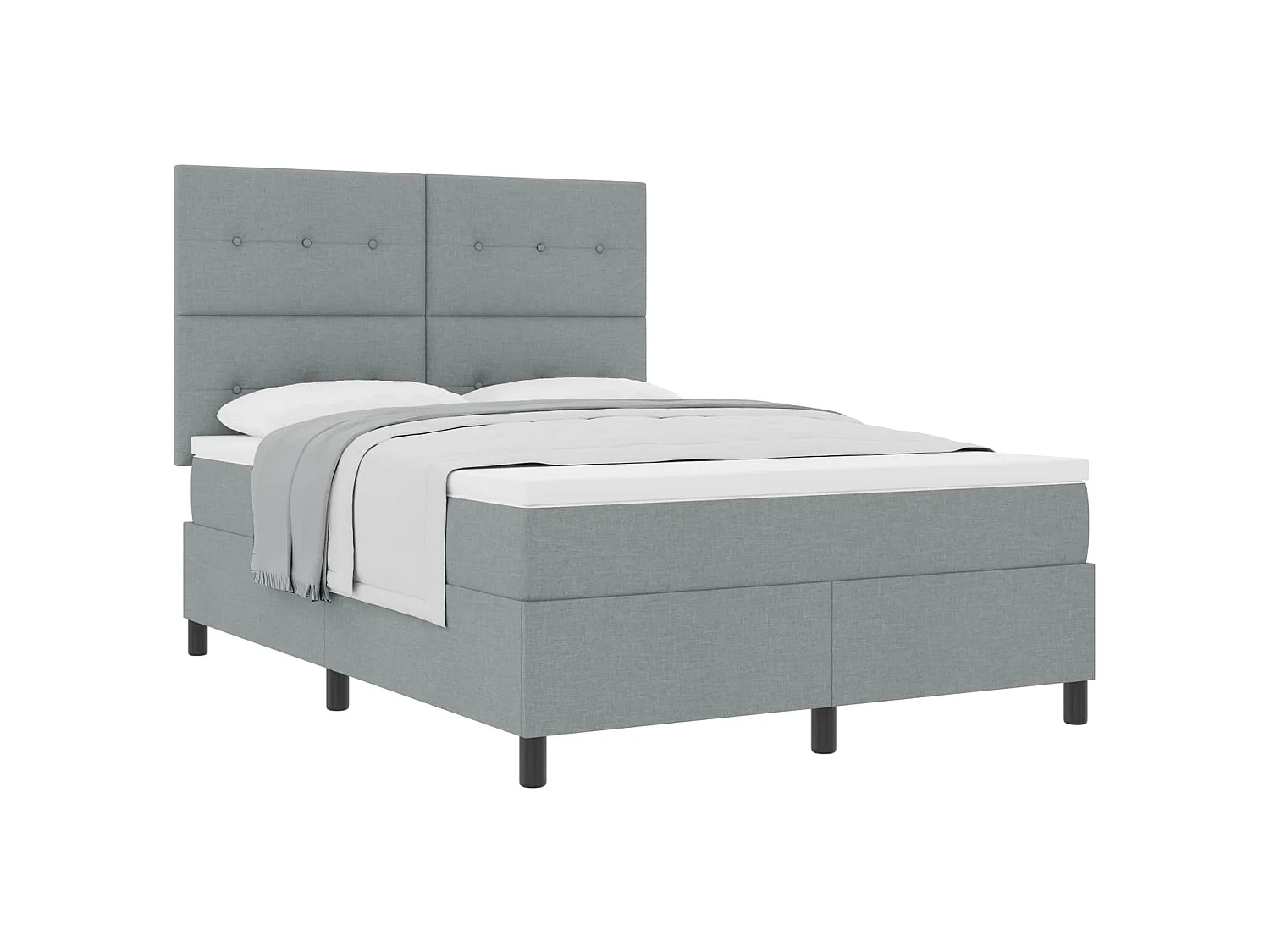 Boxspringbed met hoofdeinde Lichtgrijs 140 x 200 cm Stof