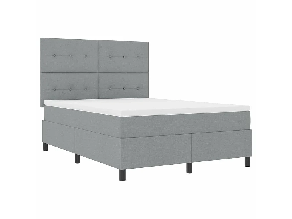 Boxspringbed met hoofdeinde Lichtgrijs 140 x 200 cm Stof