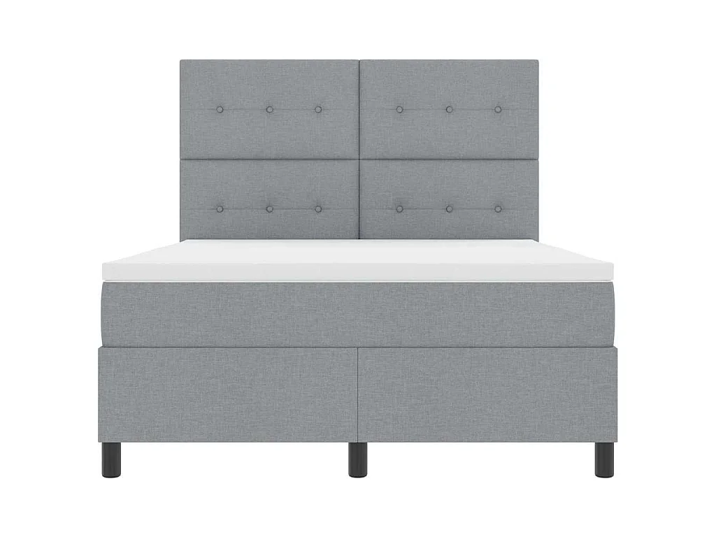 Boxspringbed met hoofdeinde Lichtgrijs 140 x 200 cm Stof