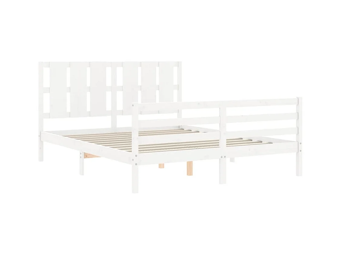 Massivholzbett mit Kopfteil Weiß 160x200 cm