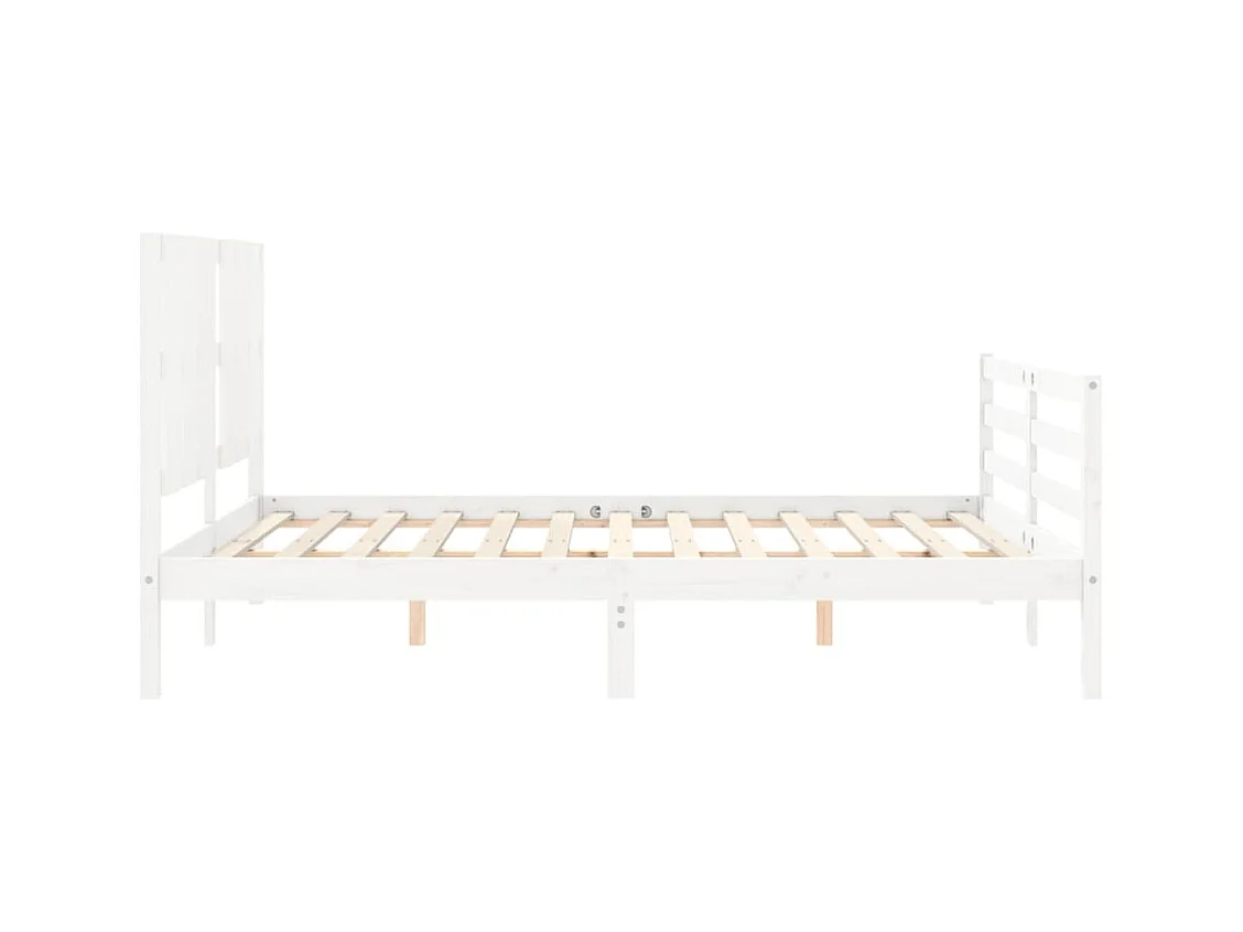 Massivholzbett mit Kopfteil Weiß 160x200 cm