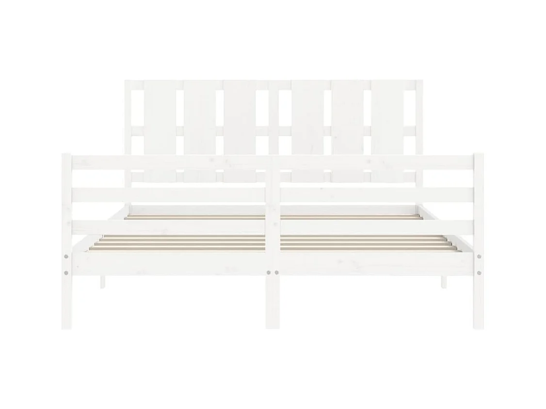Massivholzbett mit Kopfteil Weiß 160x200 cm