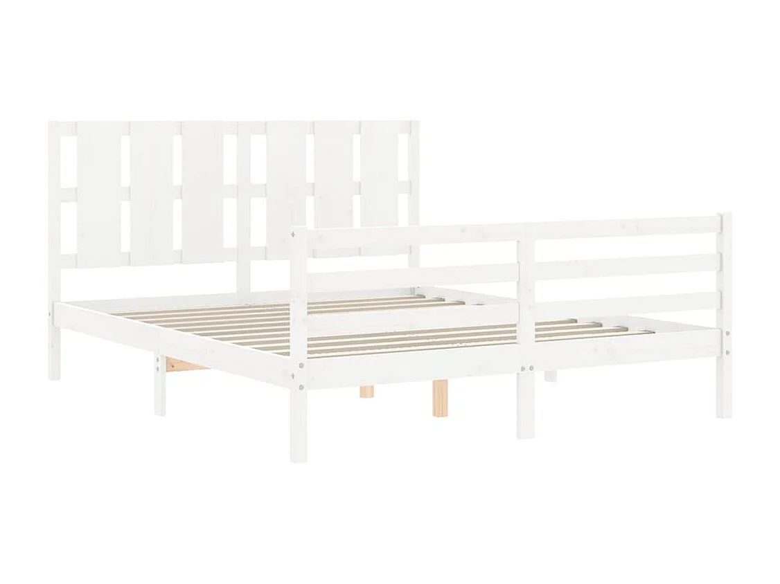 Cadre de lit sans matelas blanc 160x200 cm bois massif