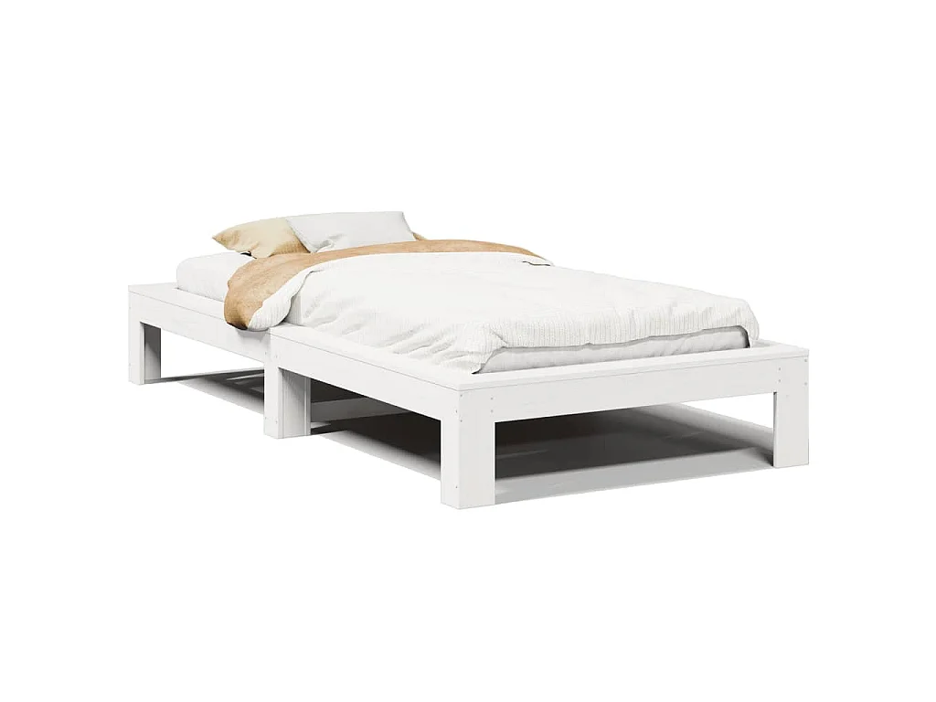 Bedframe zonder matras massief grenenhout wit 90x190 cm