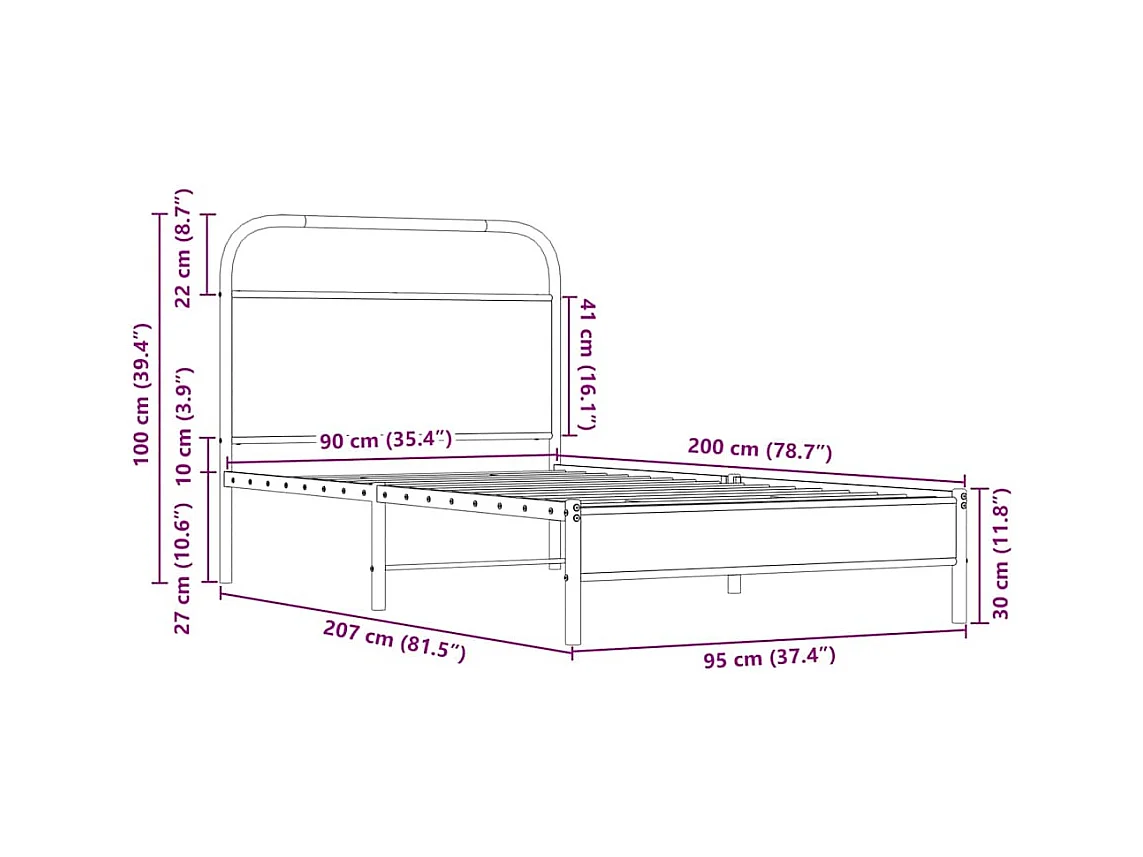 Cadre de lit sans matelas 90x200cm chêne sonoma bois ingénierie
