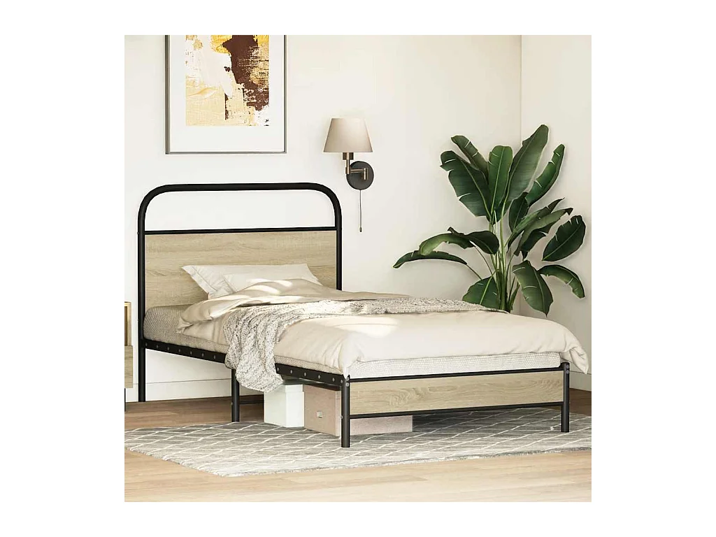 Cadre de lit sans matelas 90x200cm chêne sonoma bois ingénierie