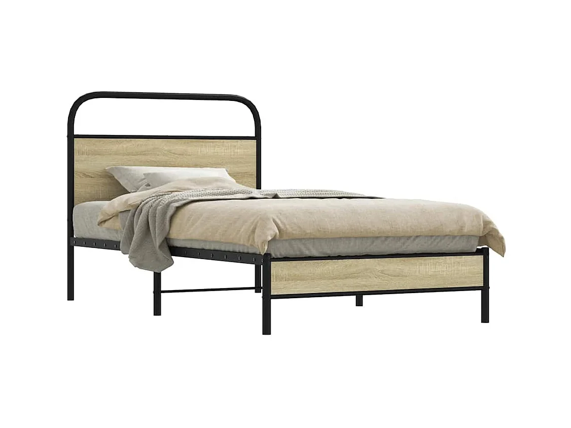 Estructura de cama sin colchón 90x200 cm madera roble Sonoma
