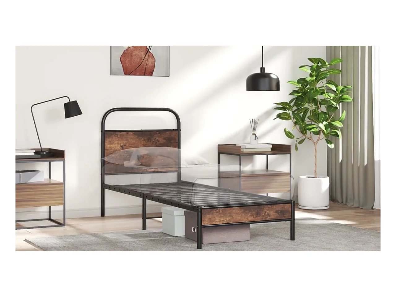 Bettgestell ohne Matratze 90x200 cm Sonoma-Eiche Holzwerkstoff