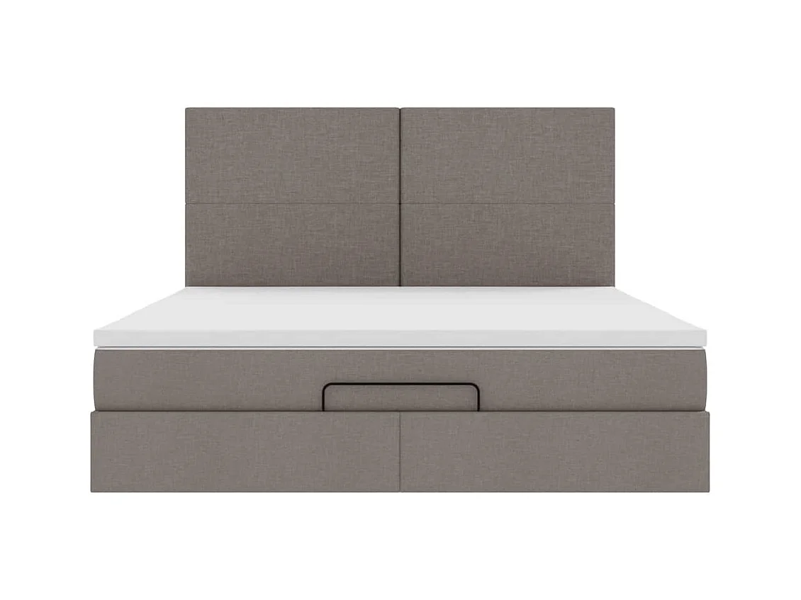 Cadre de lit ottoman avec matelas taupe 180x200 cm tissu