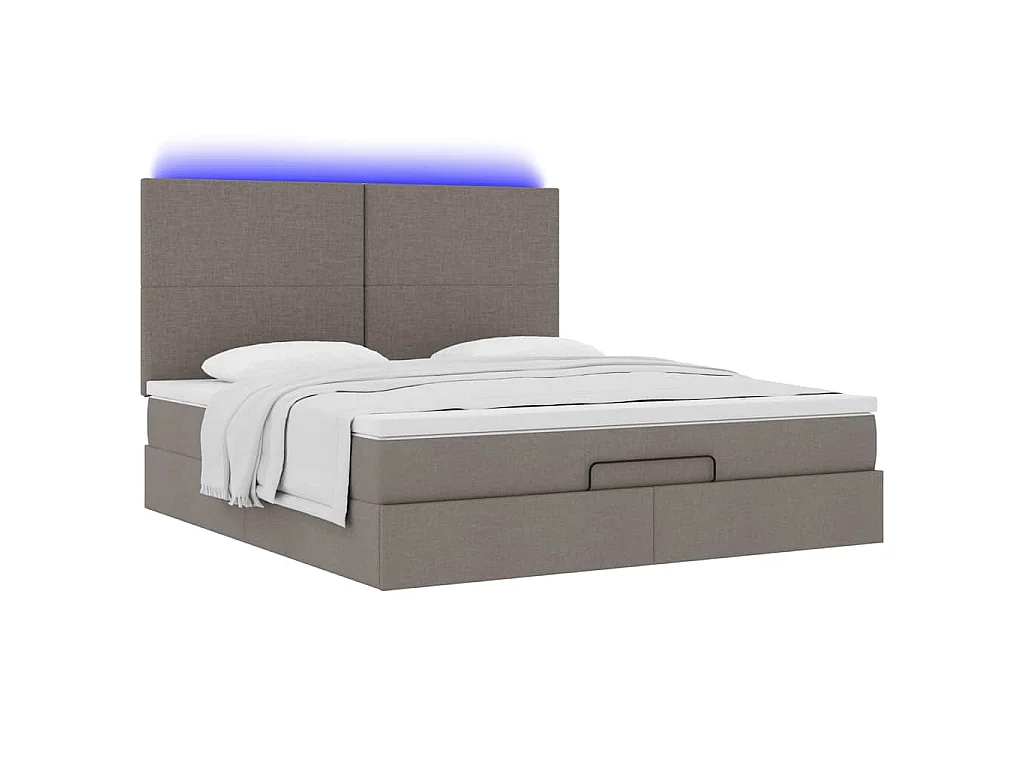 Ottoman bed met matras en LED's 180x200cm stof taupe