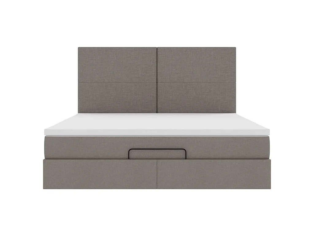 Ottoman bed met matras en LED's 180x200cm stof taupe