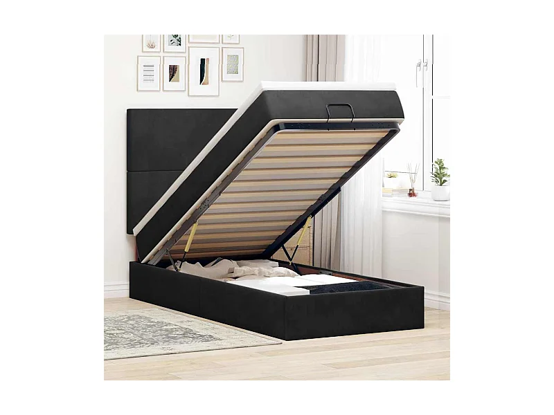 Ottoman bed met matrassen en LED's 90x190cm fluweel zwart