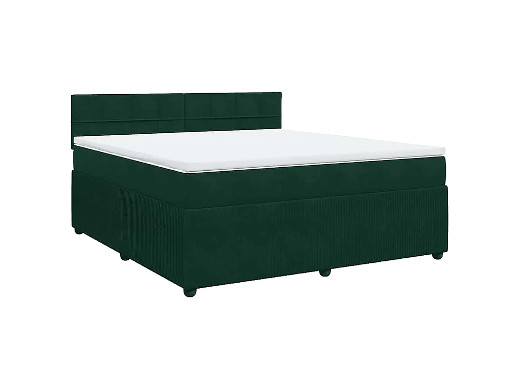 Boxspring met matras fluweel donkergroen 180x200 cm