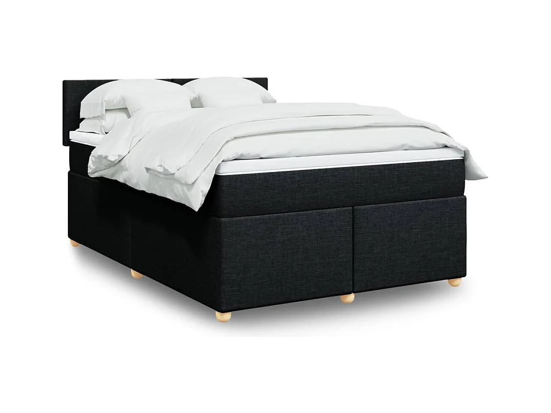 Sommier à lattes de lit avec matelas Noir 140x200 cm Tissu
