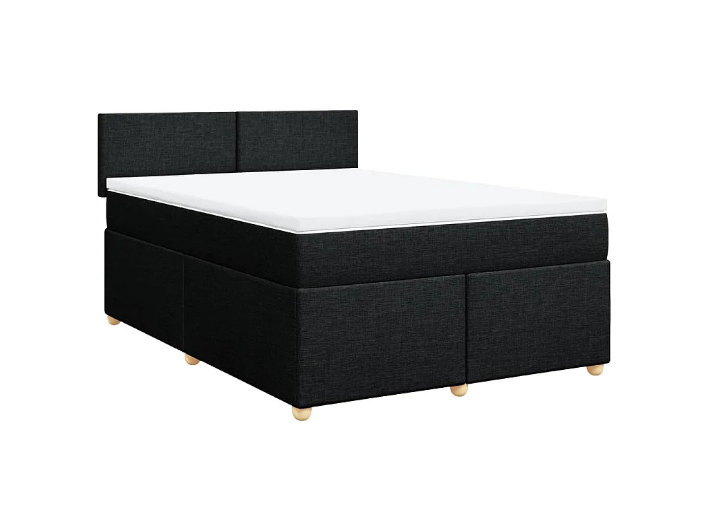 Cama box spring con colchón tela negro 140x200 cm