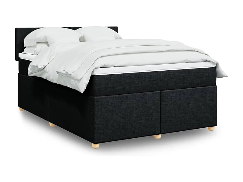 Giroletto a Molle con Materasso Nero 140x200 cm in Tessuto