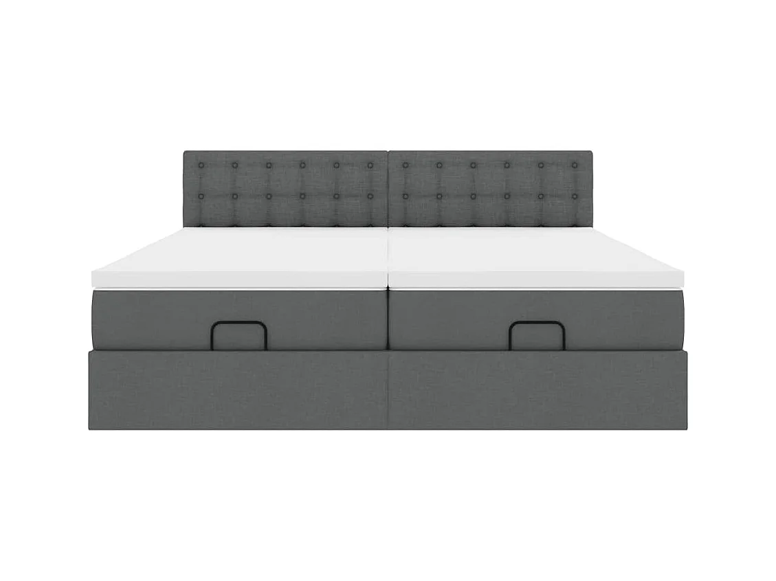 Estrutura de cama otomana com colchões tecido cinzento escuro