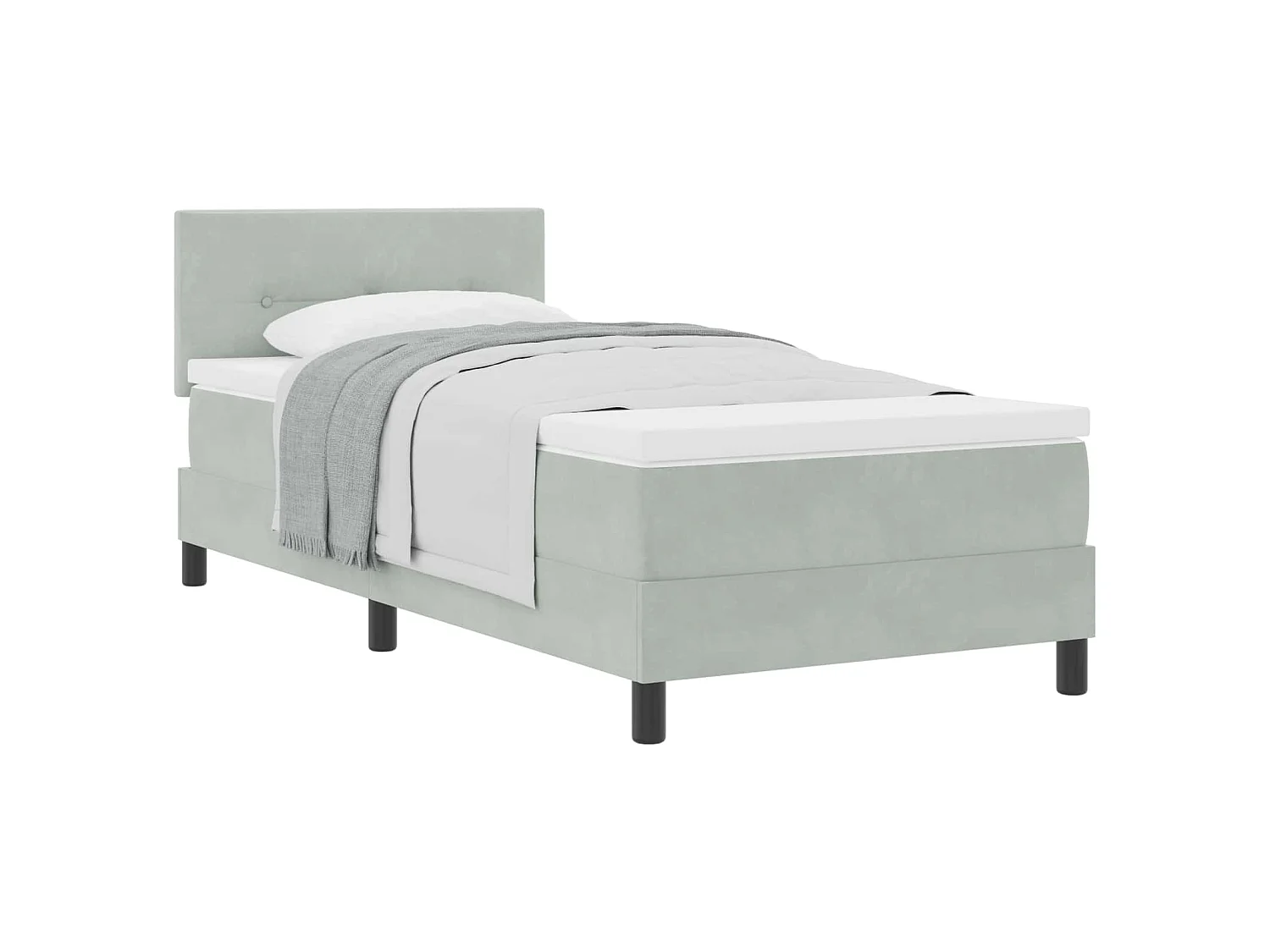 Letto a molle con testiera Grigio chiaro 90 x 200 cm Velluto