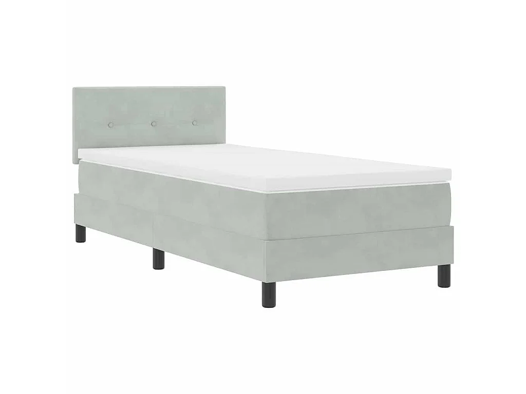 Letto a molle con testiera Grigio chiaro 90 x 200 cm Velluto