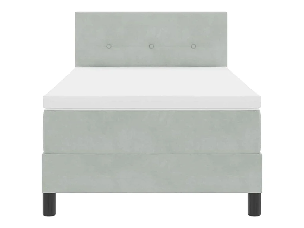 Letto a molle con testiera Grigio chiaro 90 x 200 cm Velluto