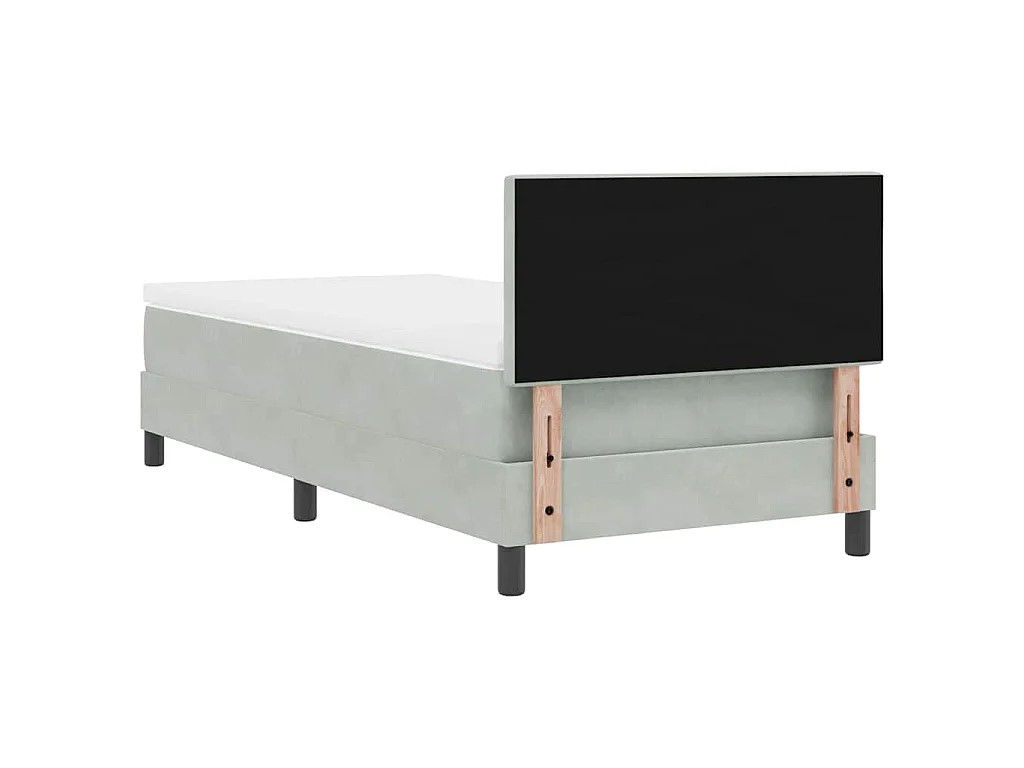 Letto a molle con testiera Grigio chiaro 90 x 200 cm Velluto
