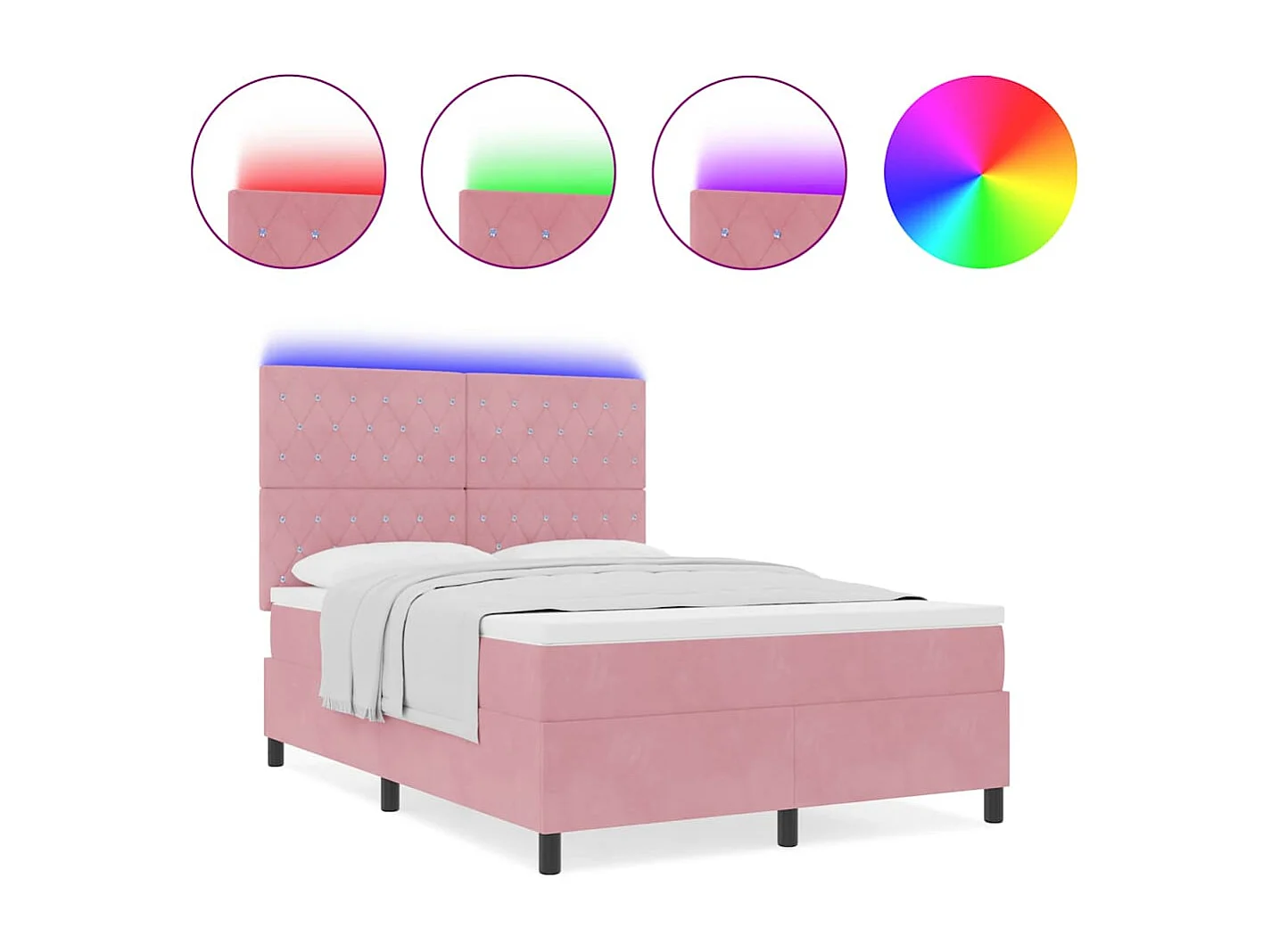 Lit à ressorts avec matelas Rose 160 x 200 cm Velours