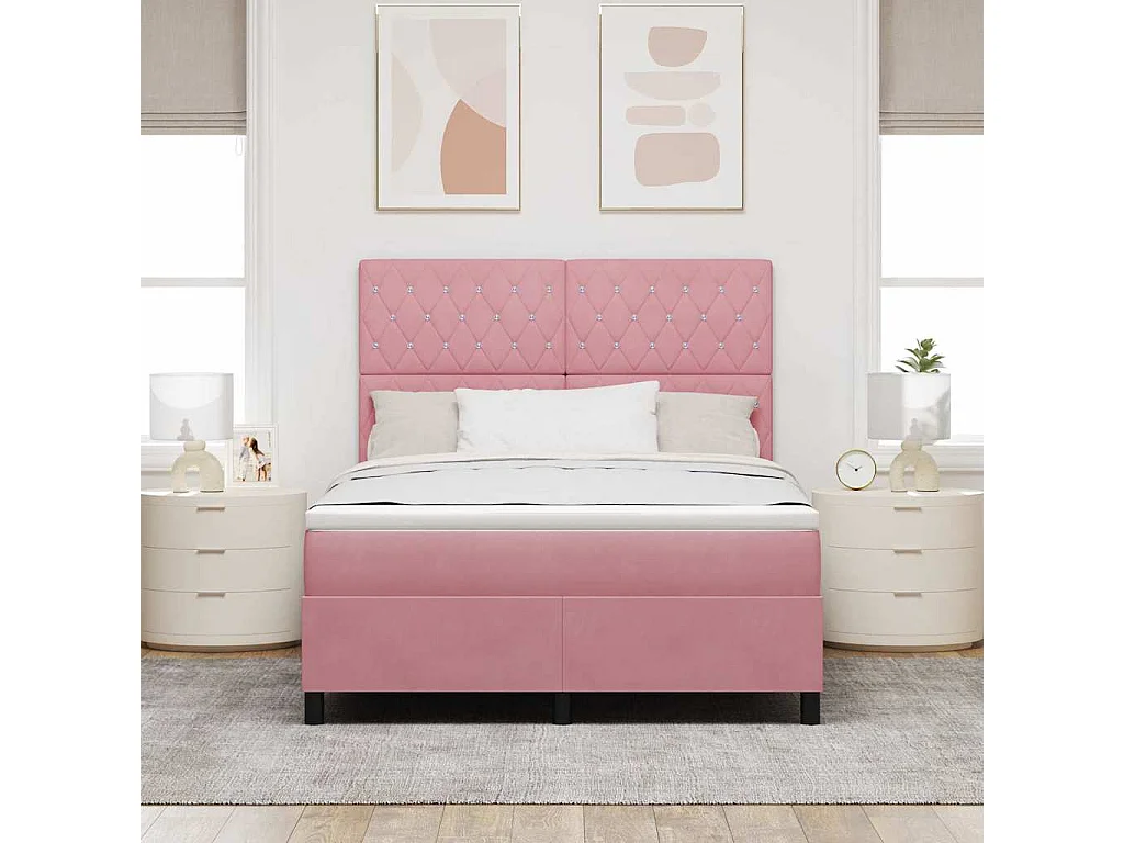 Lit à ressorts avec matelas Rose 160 x 200 cm Velours
