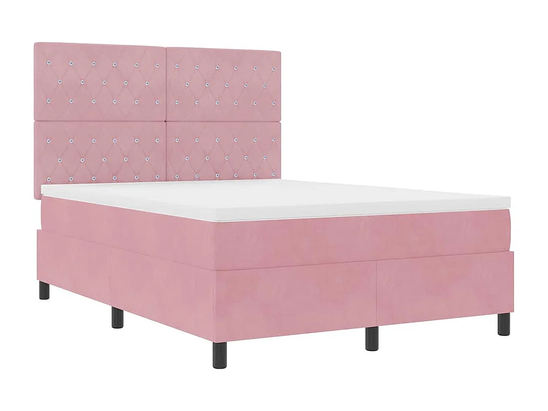 Lit à ressorts avec matelas Rose 160 x 200 cm Velours