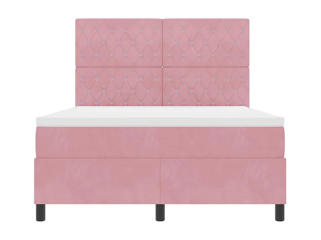 Lit à ressorts avec matelas Rose 160 x 200 cm Velours