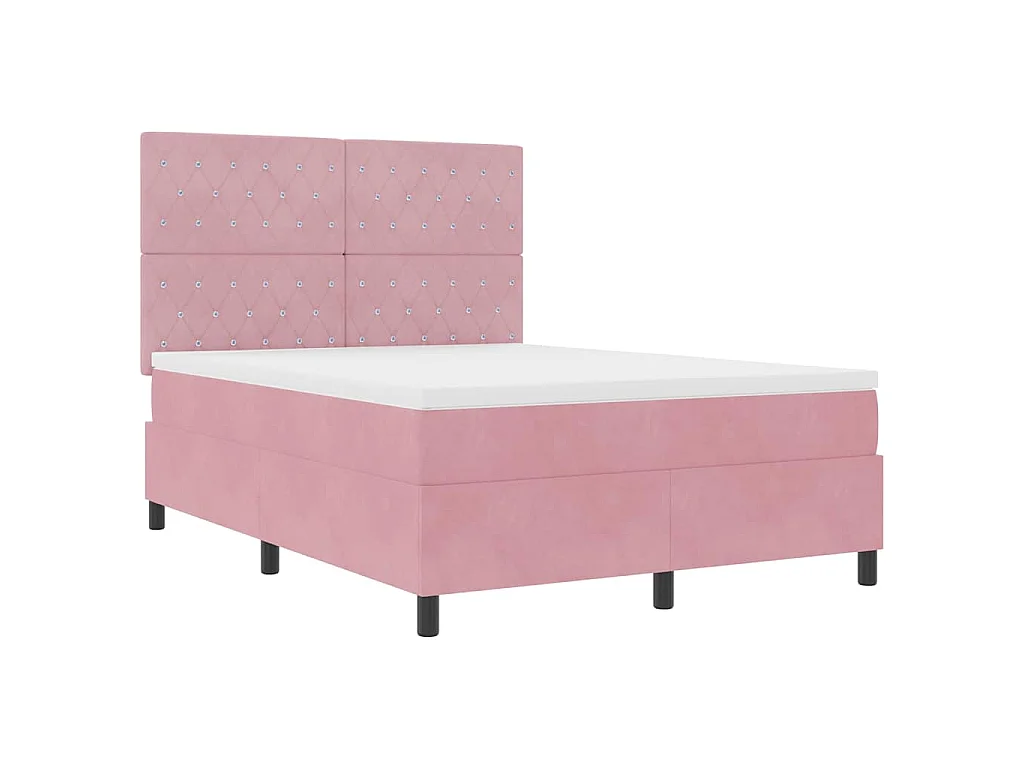 LED Box Spring Bed met matras Roze 160 x 200 cm Fluweel