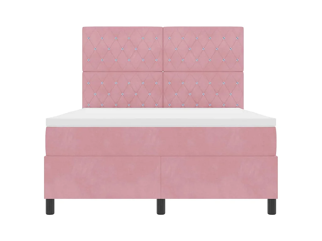 LED Box Spring Bed met matras Roze 160 x 200 cm Fluweel