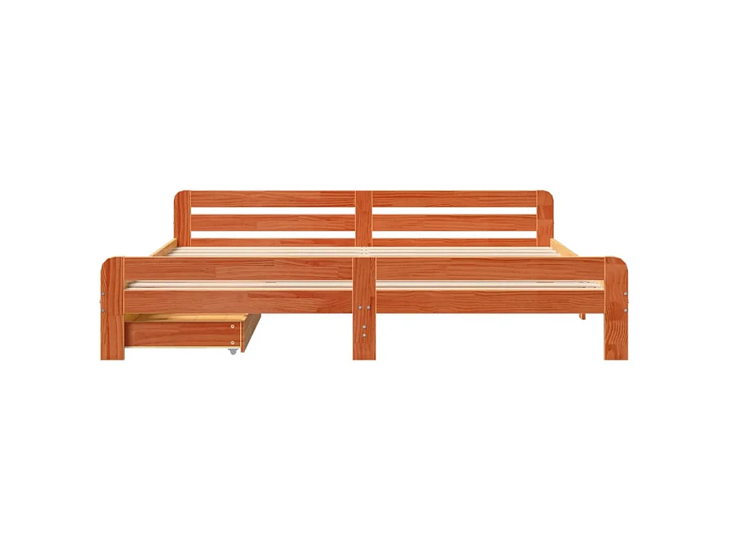 Bedframe zonder matras massief grenenhout wasbruin 180x200 cm