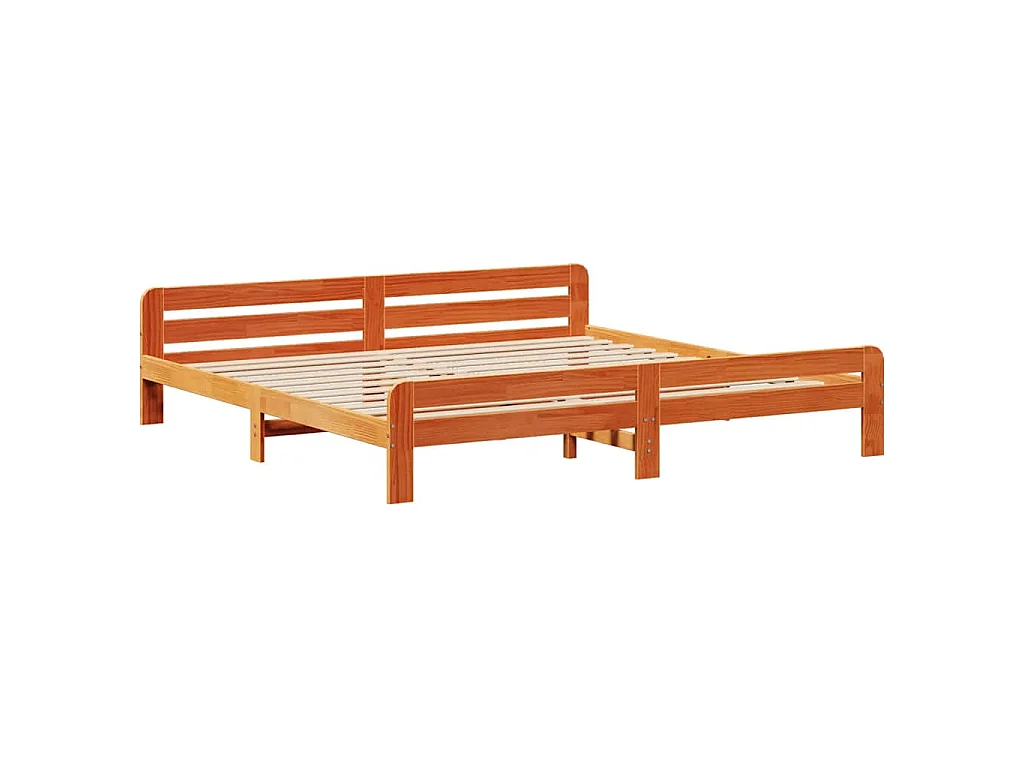 Bedframe zonder matras massief grenenhout wasbruin 180x200 cm