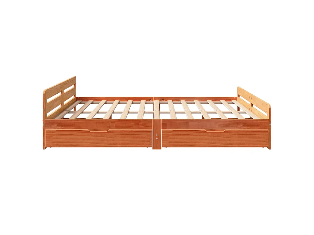 Bedframe zonder matras massief grenenhout wasbruin 180x200 cm