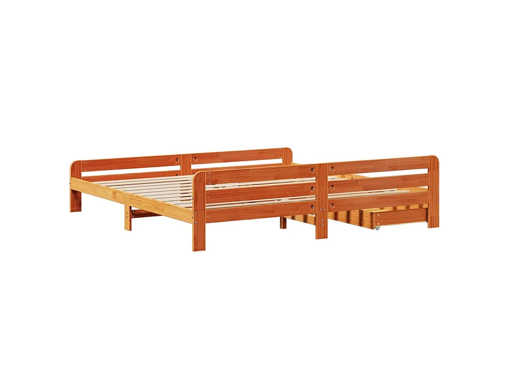 Bedframe zonder matras massief grenenhout wasbruin 180x200 cm