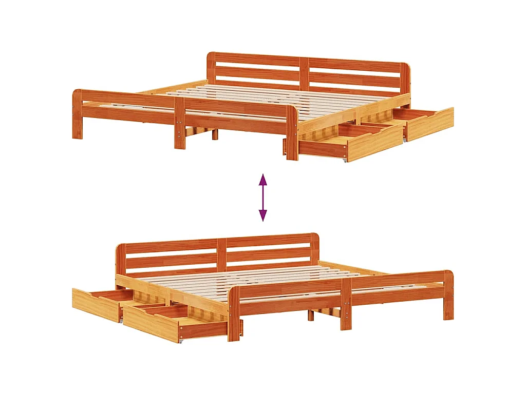 Bedframe zonder matras massief grenenhout wasbruin 180x200 cm