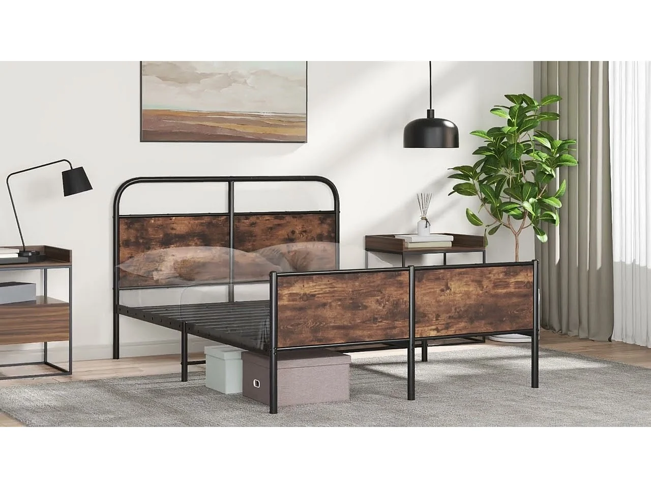 Cadre de lit sans matelas 140x190 cm chêne marron