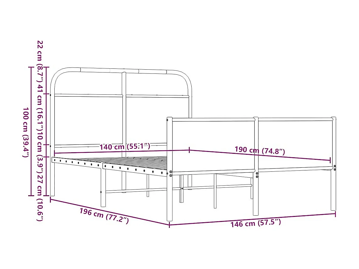 Bedframe zonder matras bewerkt hout bruin eikenkleur 140x190 cm