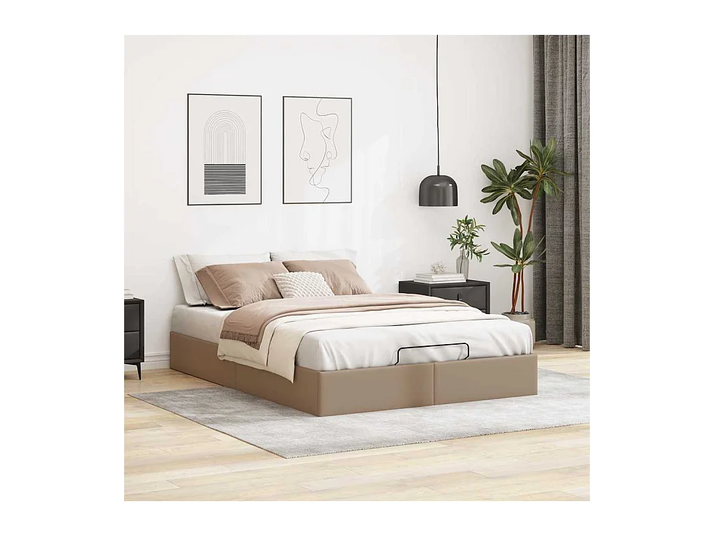 Cadre de lit ottoman sans matelas cappuccino 140x190 cm