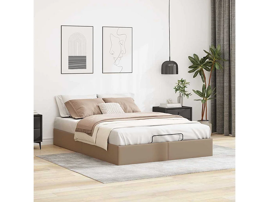 Cadre de lit ottoman sans matelas cappuccino 140x190 cm