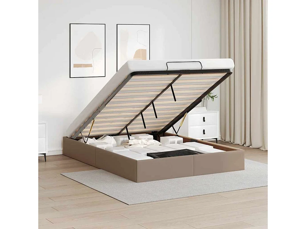 Bedframe zonder matras 140x190 cm kunstleer cappuccinokleurig