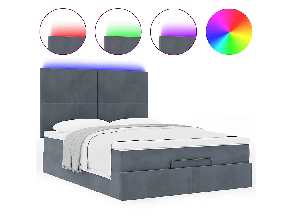 Estructura cama otomana con colchones gris oscuro 140x200cm