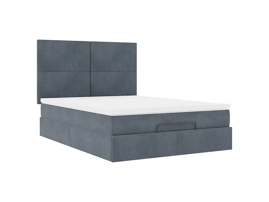 Estructura cama otomana con colchones gris oscuro 140x200cm