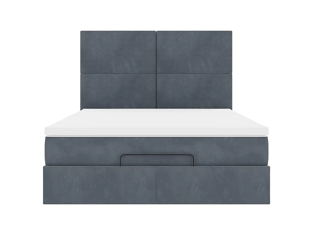 Estructura cama otomana con colchones gris oscuro 140x200cm