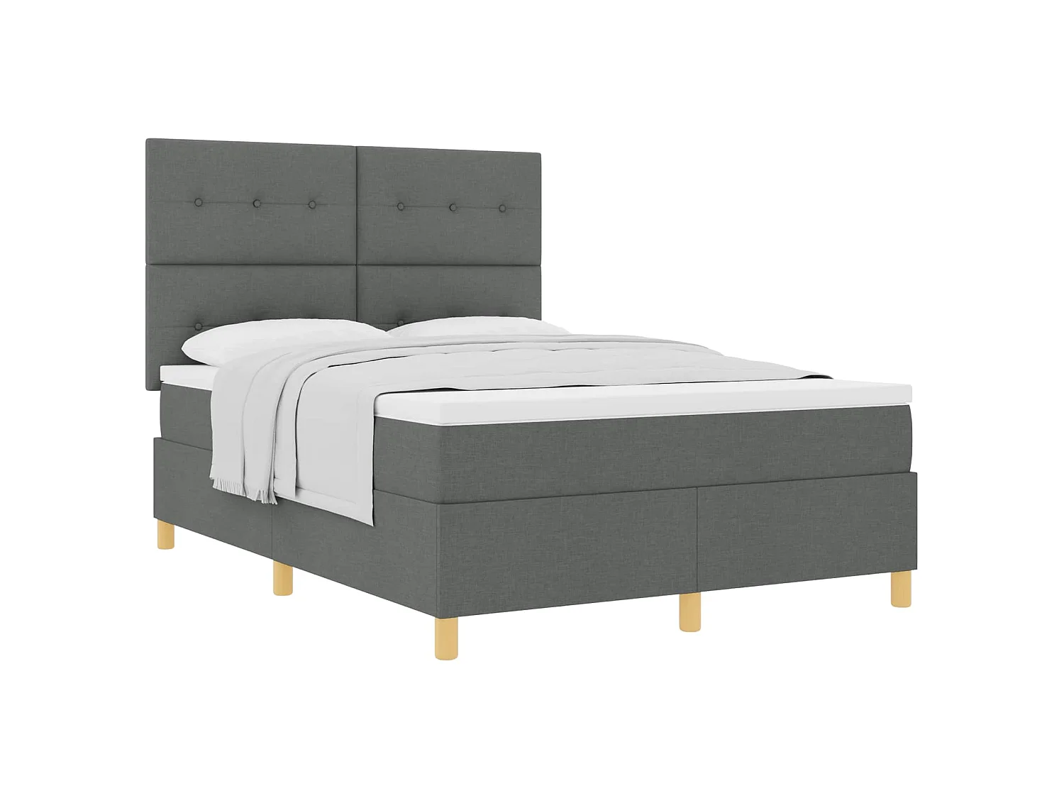 Boxspringbed met hoofdeinde Donkergrijs 140 x 200 cm Stof