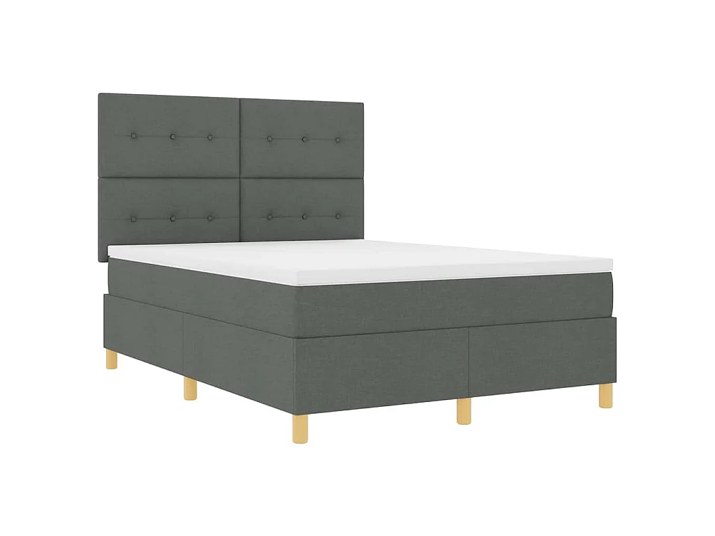 Boxspringbed met hoofdeinde Donkergrijs 140 x 200 cm Stof