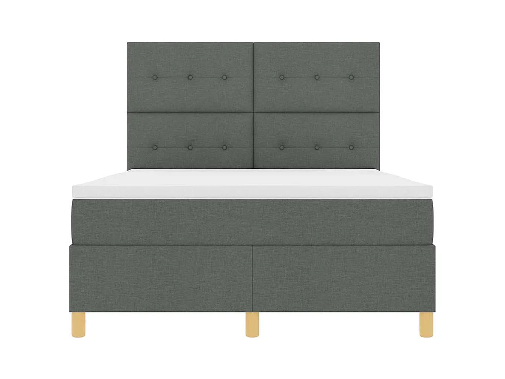 Boxspringbed met hoofdeinde Donkergrijs 140 x 200 cm Stof